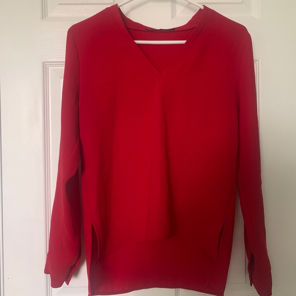Zara Basics Collection - Red V Neck Blouse